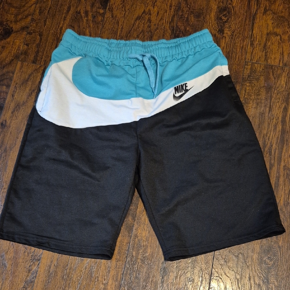 Nike Men’s Black and Teal Panel Athletic Shorts